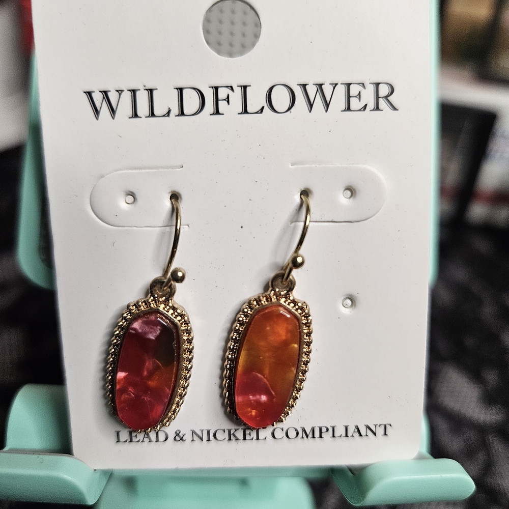 Wildflowers Vibrant Red and Gold Earrings